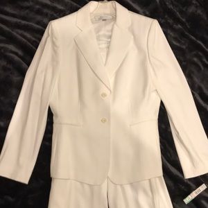 White pinstripe pantsuit